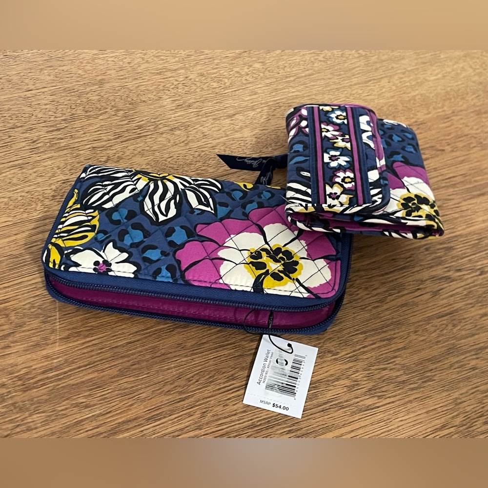 Vera Bradley Blue and Pink Floral Wallet Set